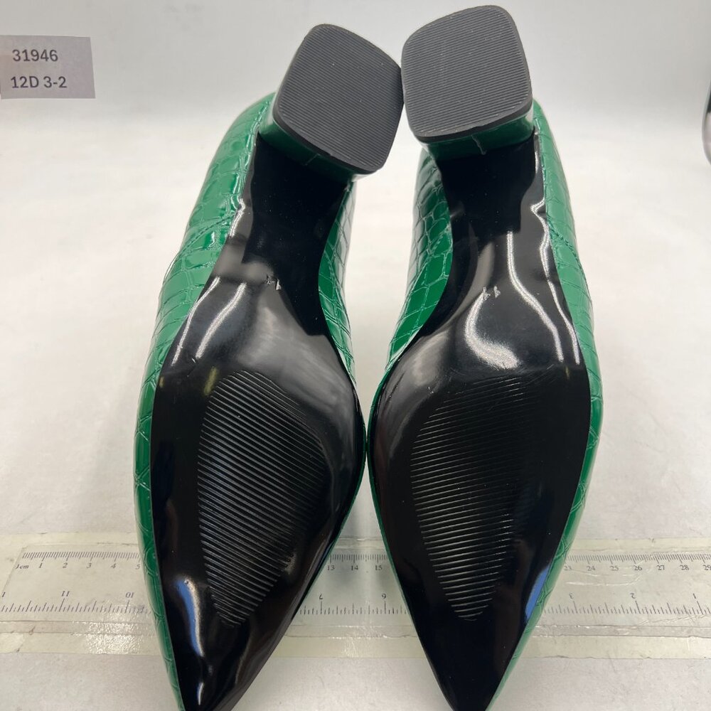 YDN Green Sexy Pointed Toe Ankle Boots Chunky Low Heel Pull on Elastic Shoe - Picture 7 of 8